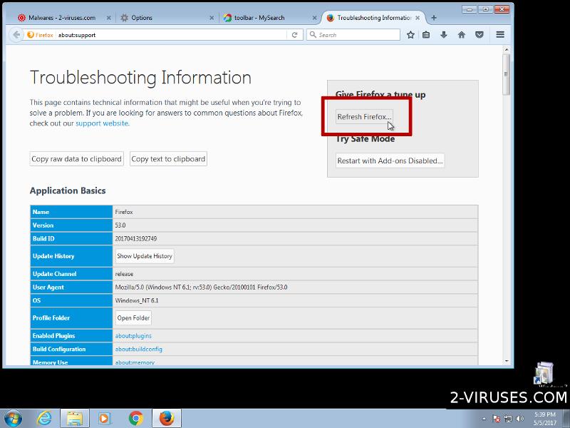 Refresh firefox