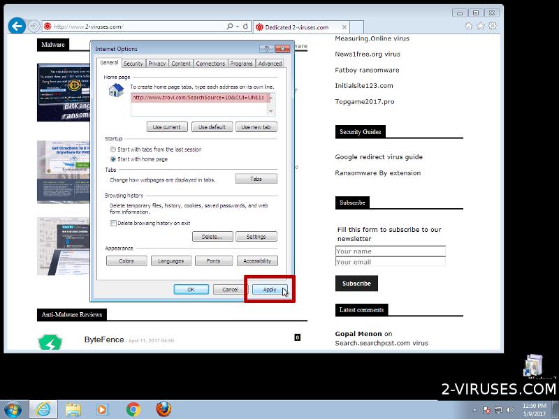 Restore home page